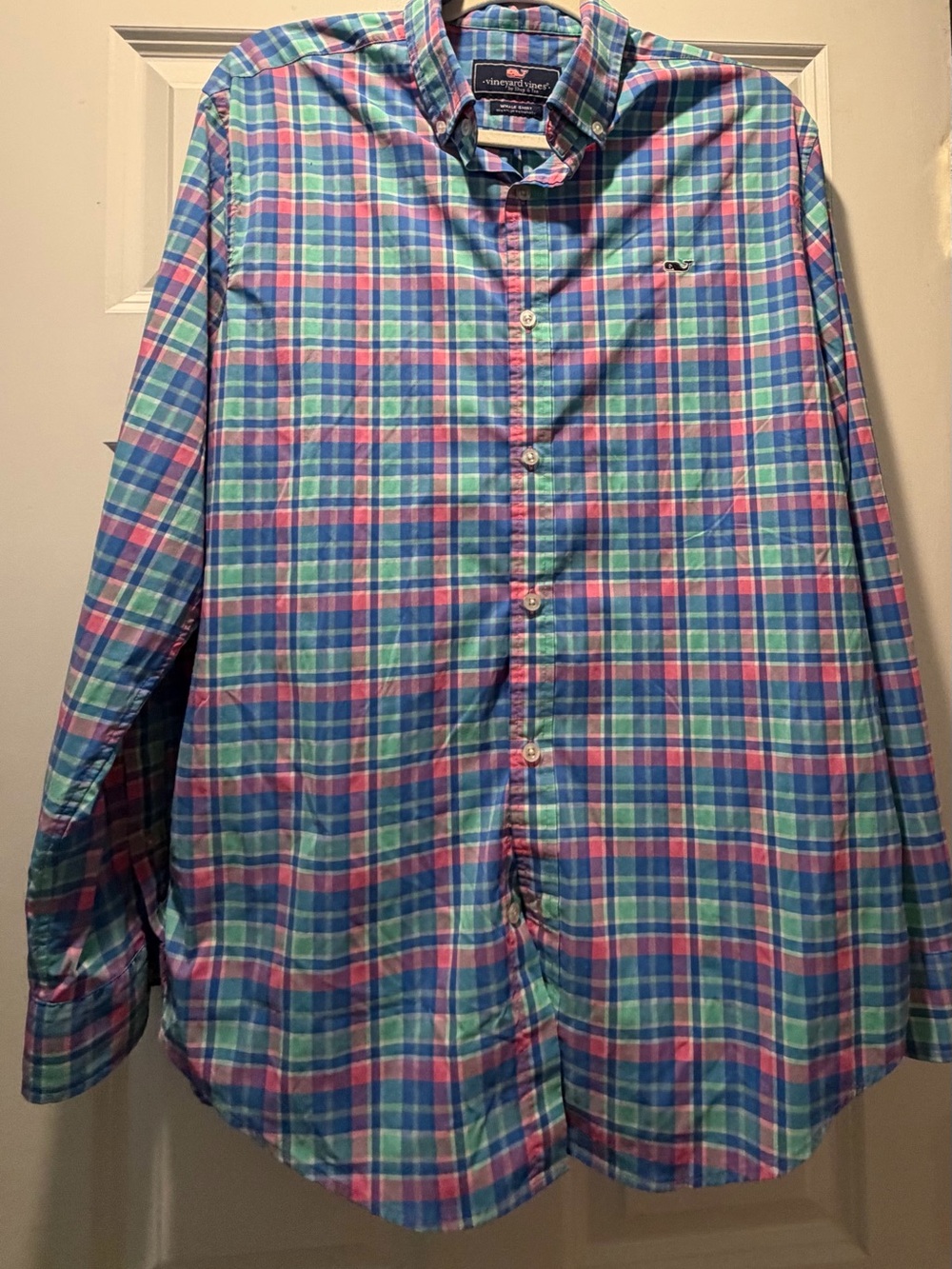 Size Large Vineyard Vines Multicolor Plaid Button-Up - Blue Pink Green Purpl